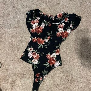 Urban Heritage Black and Orange Ruffled Bodysuit